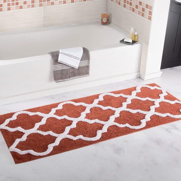 Bedford Home 100 Percent Cotton Trellis Bathroom Mat 24 x 60 in. Brick 67A-78607